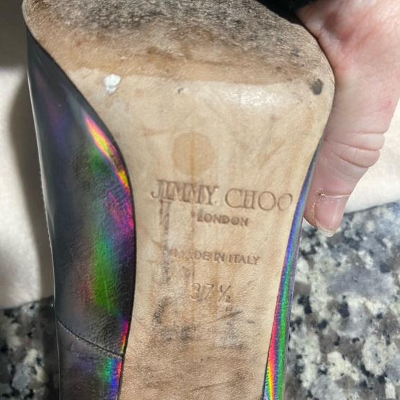 Jimmy Choo Abel 37.5 Disco Mirror Hologram Heels - Picture 3 of 8